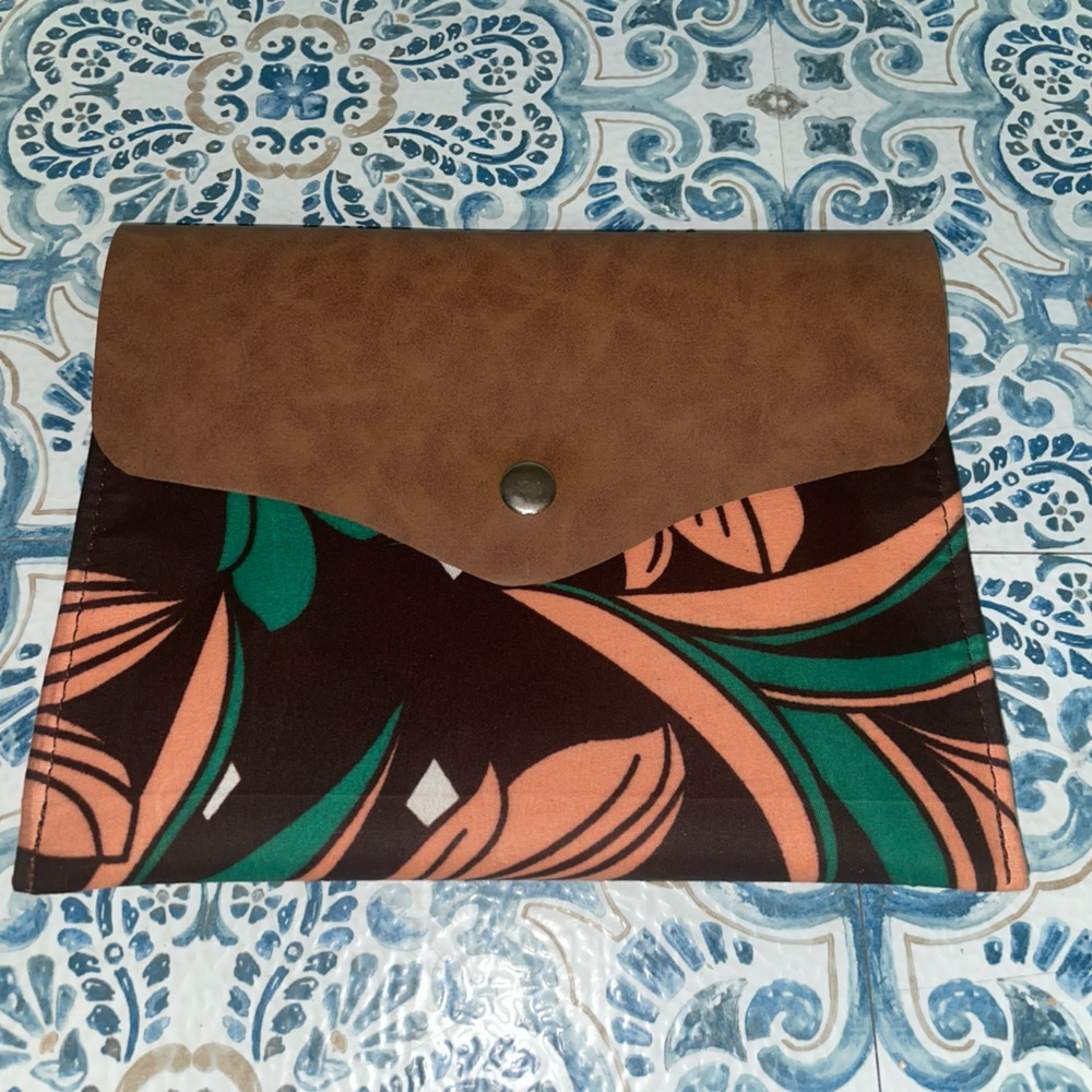 Brown Pink Floral Clutch Feyton Designs